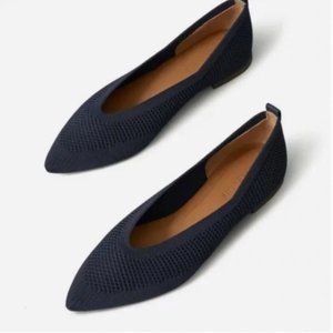 Everlane The 40-Hour Pointed Flat in ReKnit Black